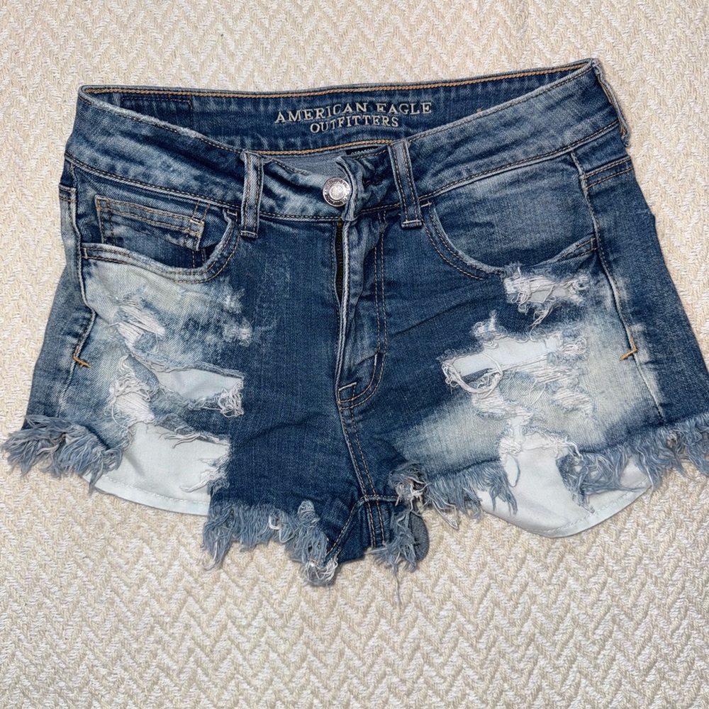 American Eagle Outfitters Ripped Blue Jean Shorts